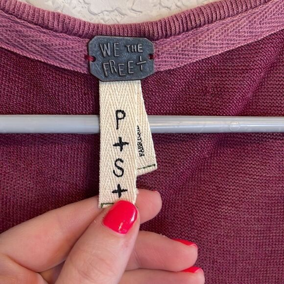 We the Free- Free People- Purple Affogato Hacci Linen Blend Tunic Popover, Small - Picture 3 of 14